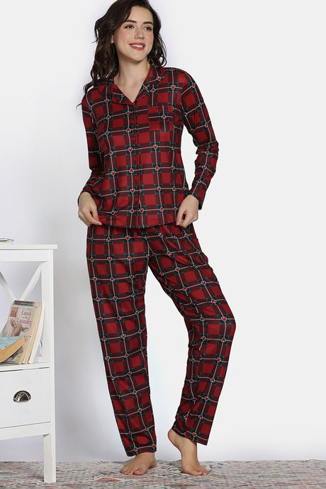 Zivame Mickey Mania Knit Poly Pyjama Set - Rio Red — image 2
